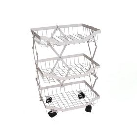 Multi Tiers Fruit Vegetable Storage Basket with Rolling Wheels for Kitchen (Color: As pic show, type: 3 Tier)